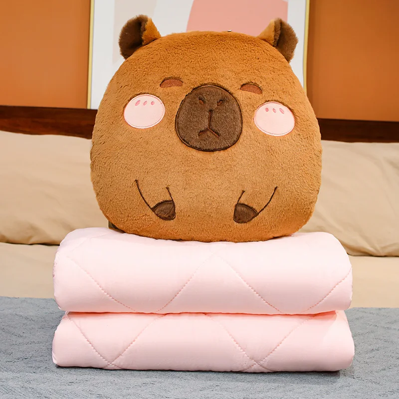 Encantadora almohada de felpa capybara, edredón 2 en 1, adecuado para el hogar de invierno para brindar calidez a los niños, regalos de navidad