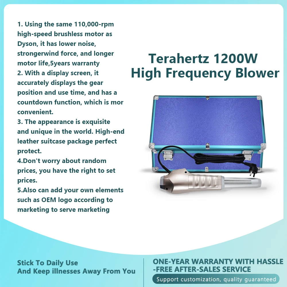 

Itera Pro Terahertz Therapy Blue Lightwave Blower 1200W Electric Heating Wave Cell Light Body Massage Pain Relief with Suitcase