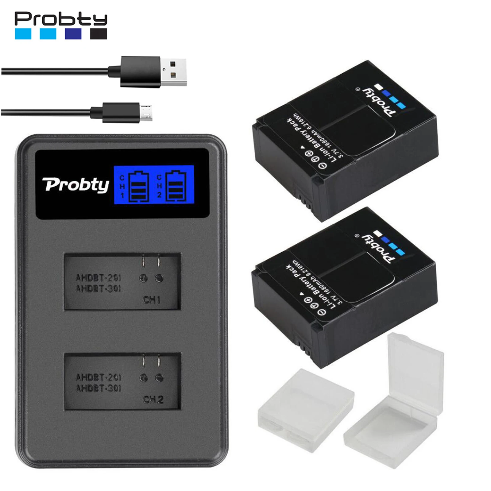 Akumulator 1680 mAh AHDBT-301 Hero 3 + podwójna ładowarka LCD do kamery HD GoPro Hero3 Hero 3 Hero 3+ Black White Silver Edition