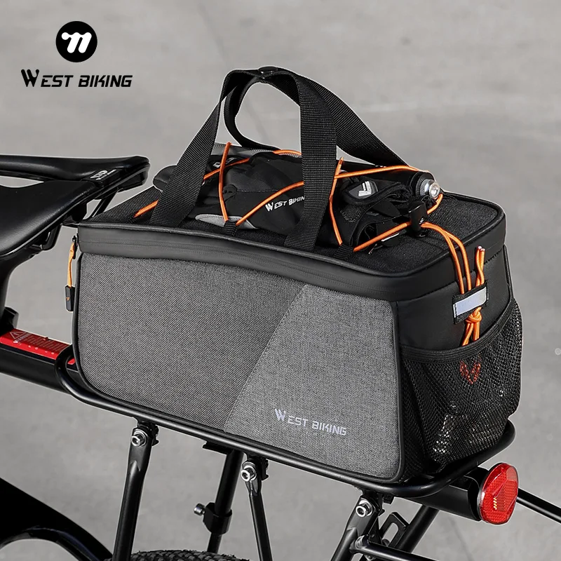 

WEST BIKING 6L Durable Bicycle Rear Rack Bag Multi-Pocket Layered Mesh with Elastic Strap Trunk Handbag for Outdoor Bikepacking