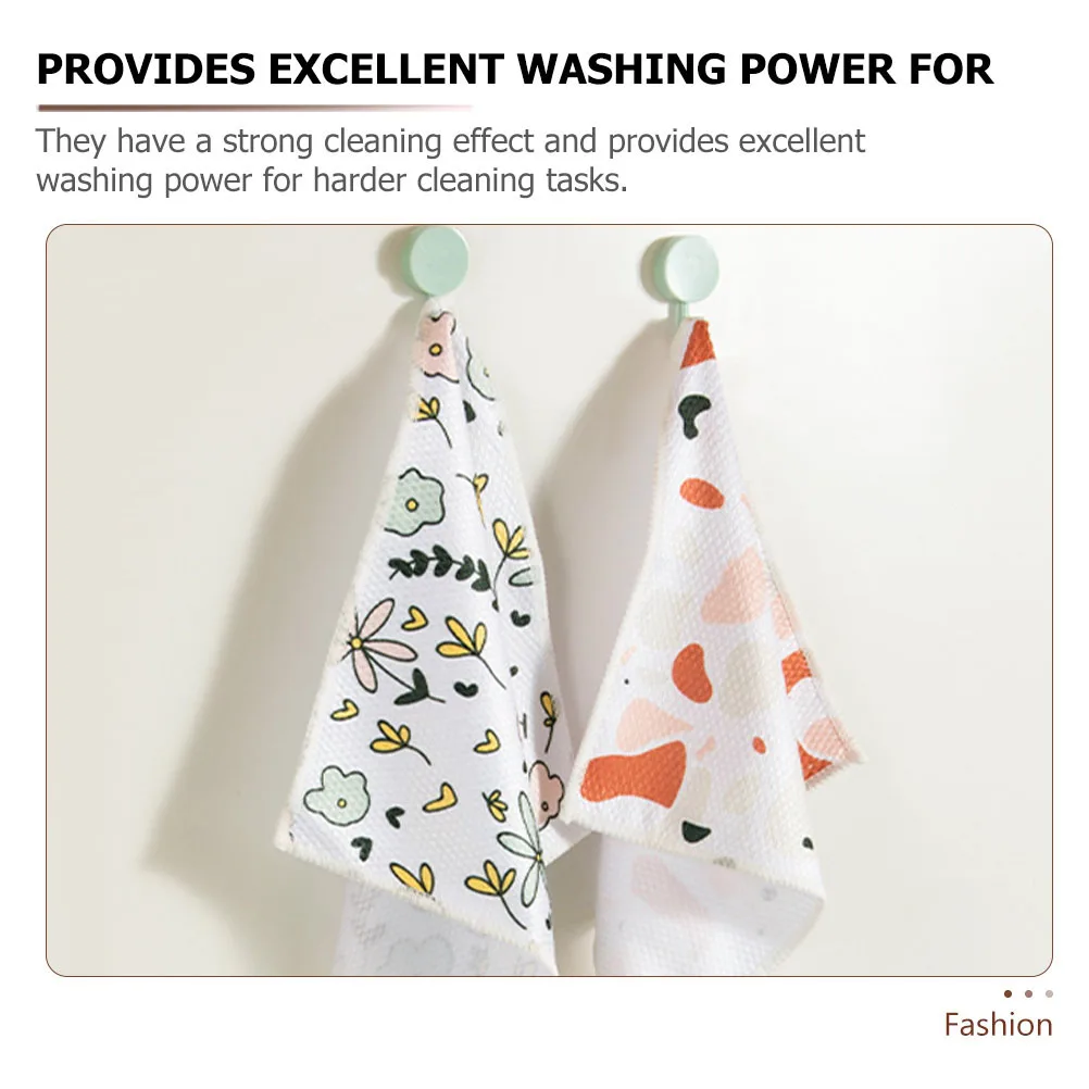 

3pcs Fish Scale Pattern Microfiber Dish Cloths Household Cleaning Rags Durable Portable Wear-Resistant Glassware Kitchen