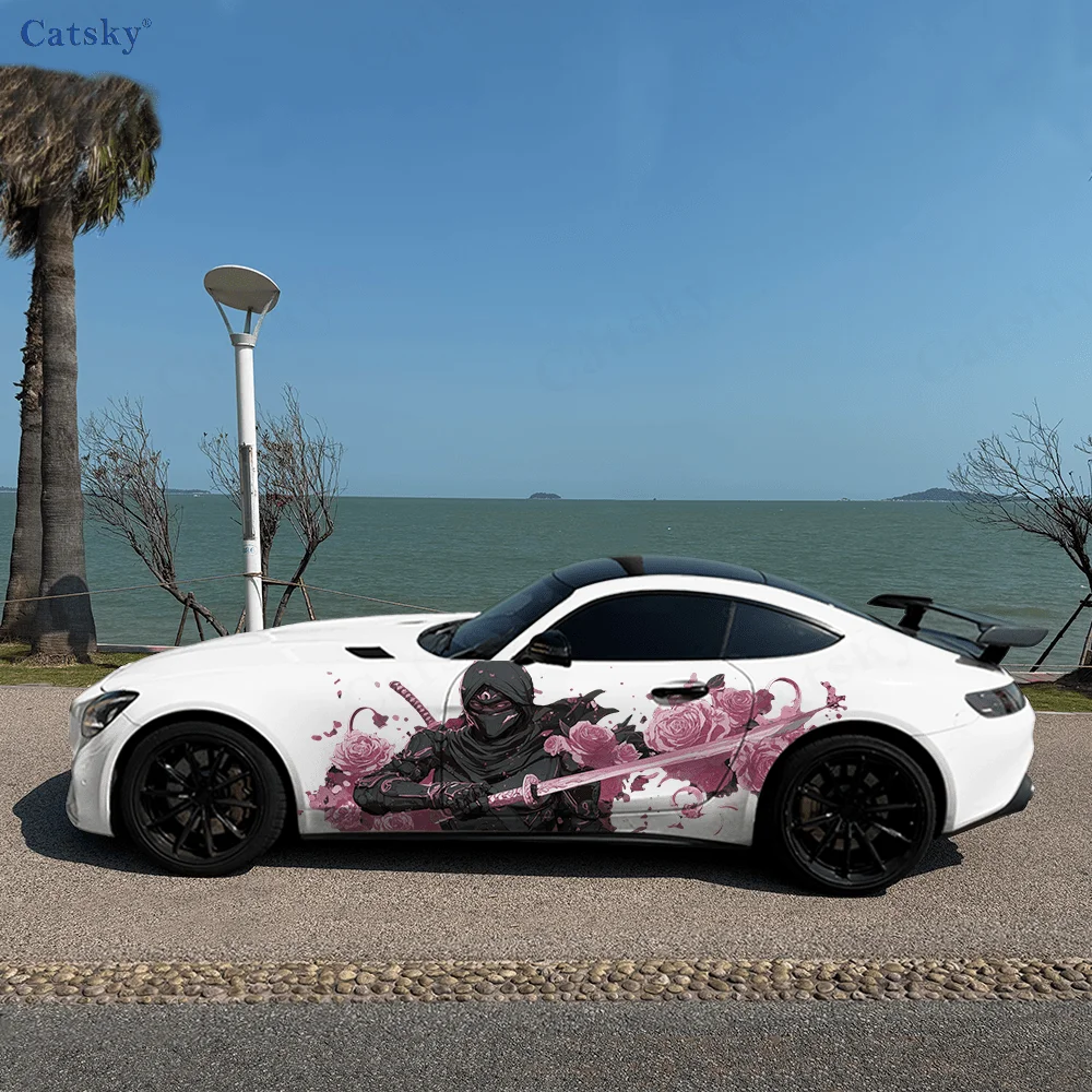 

Маска-убийца с розой, автомобильная виниловая наклейка, самоклеящаяся наклейка из ПВХ, подходит для грузовиков, внедорожников, Декор, автоаксессуары, подарок