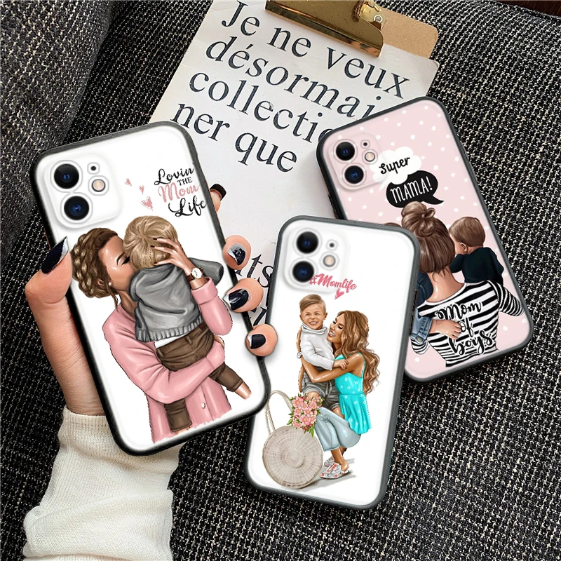 C219 Super mom girl Colorful Cute Soft Case for Redmi Note 11 11S 10 10T 10 Pro Max 10S 9T 9 9S 8 8T 7 Xiaomi Mi 11 11I 12 12X