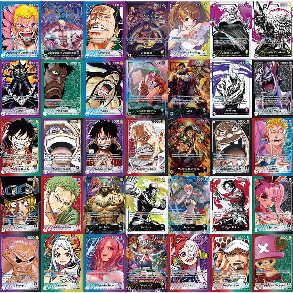 55PCS OTCG Leader Set 1 Anime One Piece Ruffy/Zoro/Sanji/Nami Shining PTCG Trading Game OPCG Sammeln Sie Geschenk Englische Proxy-Karten