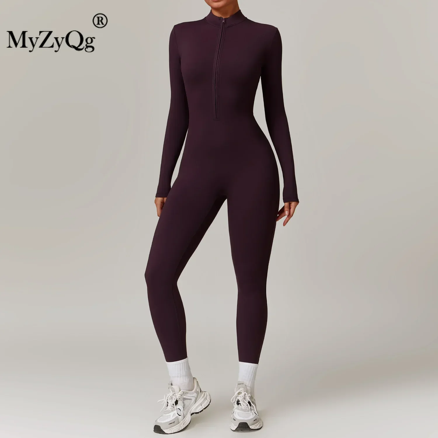 MyZyQg Women Winter Fleece Warmth One-piece Long Sleeve Zipper Jumpsuits Ballet Dance Aerial Warm Wear Fitness Sports Bodysuit