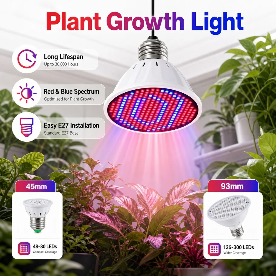 E27 LED Red Blue Spectrum Phytolamp AC85-265V Long Life LED Plant Growth Lamp for Indoor Plants Seedling Hydroponics Greenhouse