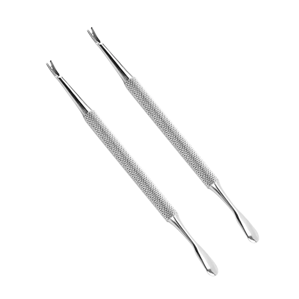 2 Pcs Nail Tools Dead Skin Fork Cuticle Pusher Clippers File Buffer Remover