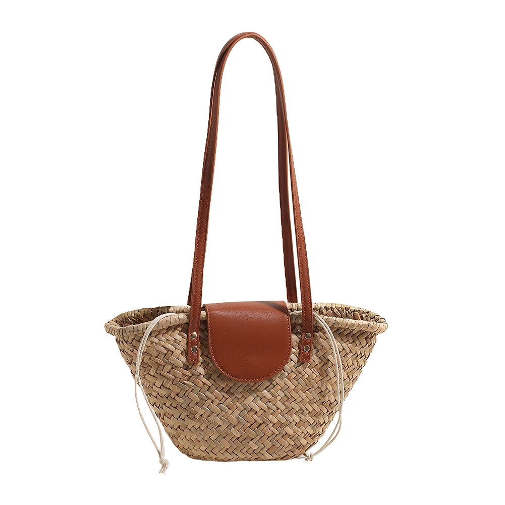 Women Straw Woven Tote Bag Summer Beach Bags Large Capacity Fashion Woven Handbag with Ribbon Chic Hobo Bag for Outdoor Travel