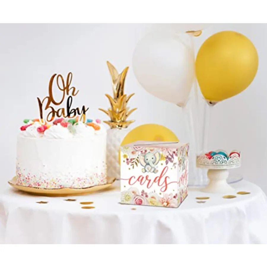 صندوق بطاقات على شكل فيل وردي بألوان مائية قابلة للطي على شكل زهور أو صندوق هدايا لحفلات استقبال المولود الجديد وحفلات أعياد الميلاد وحفلات التخرج