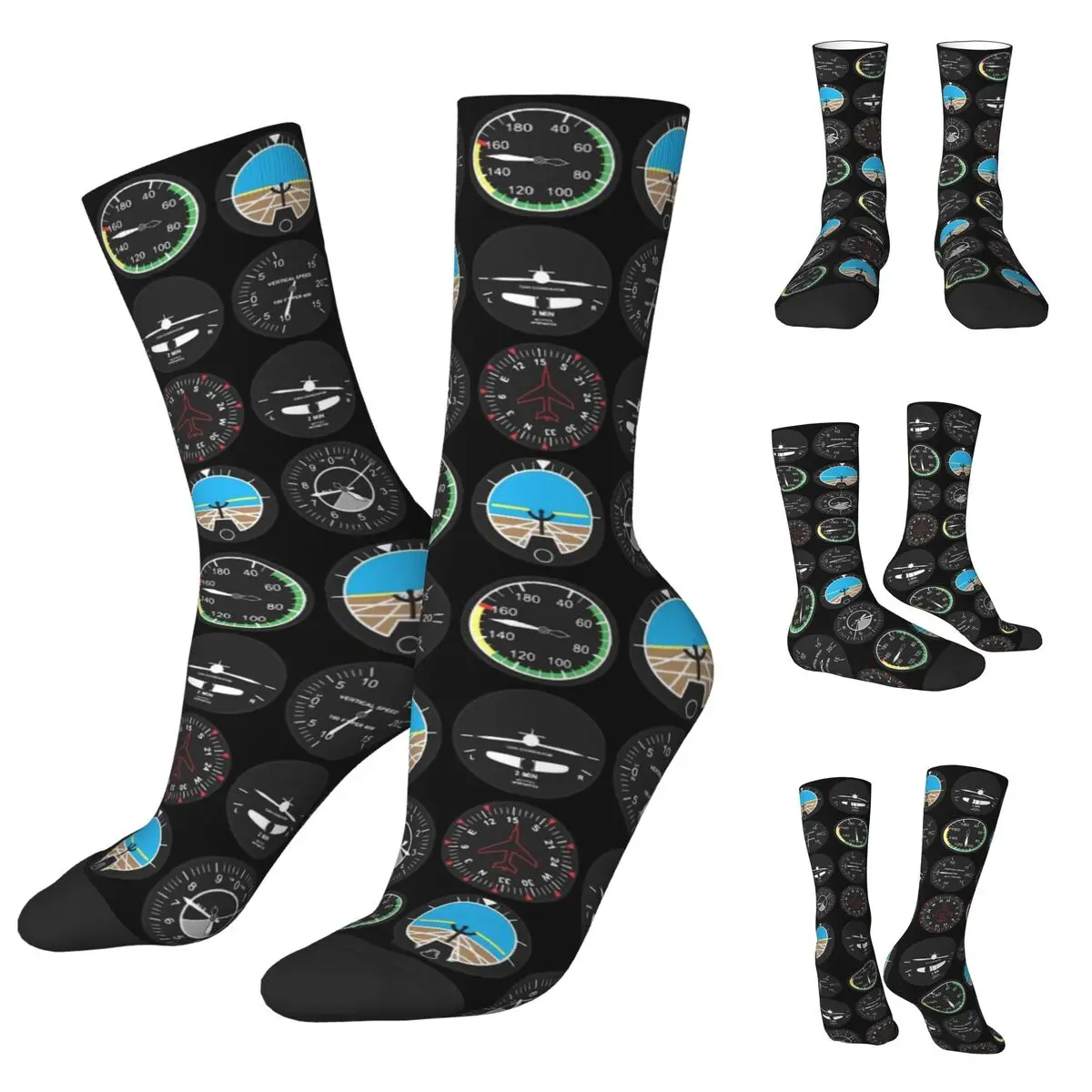 

3D printing cosy Unisex Socks,Running Born To Fly Flight Pilot Aircraft Instrument Interesting Four Seasons Socks