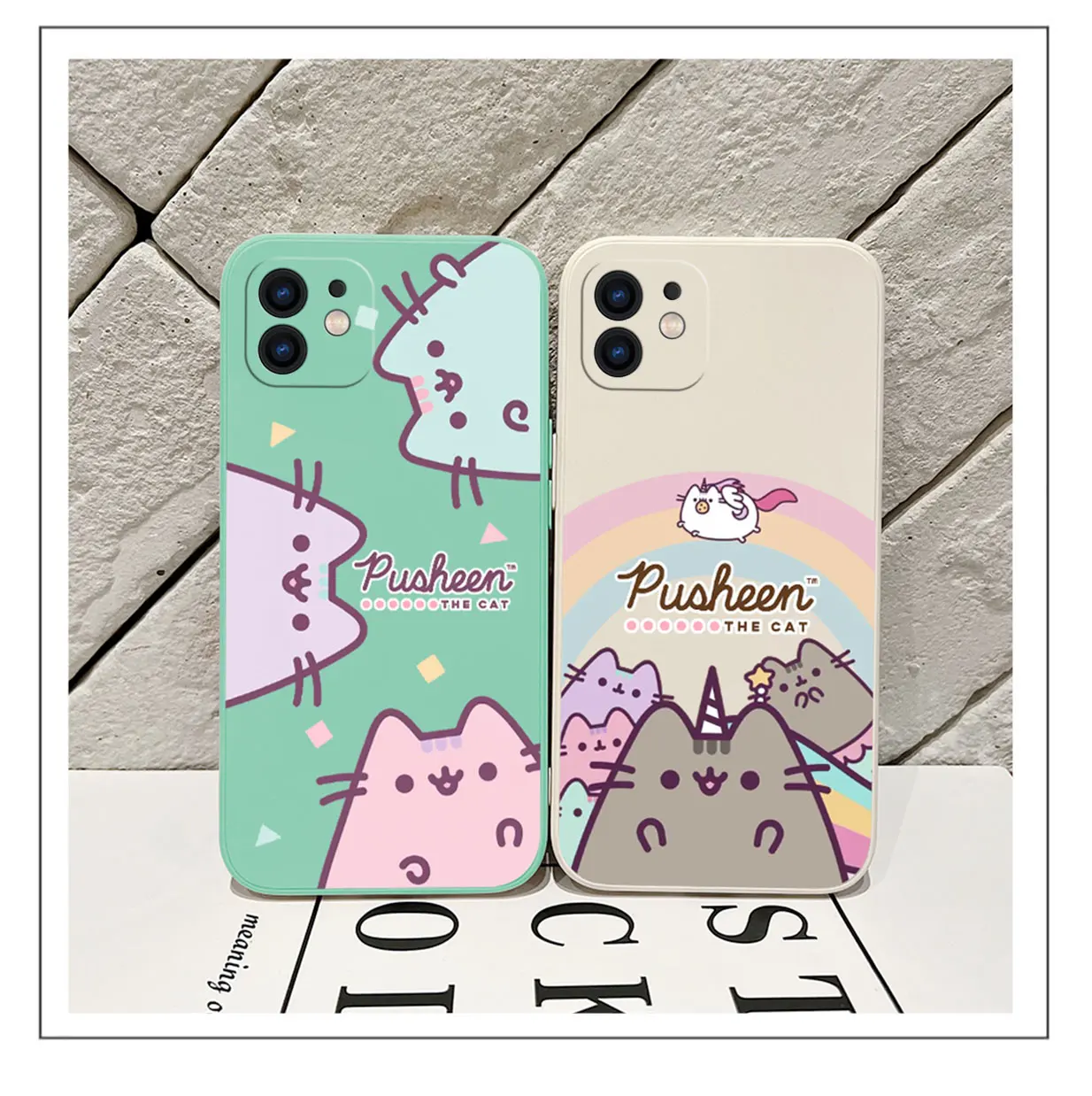 Cute Cartoon Cat P-Pusheens Phone Case For iPhone 15 14 13 12 11 Pro Max Mini X XR XS MAX SE 8 7 Plus Soft Liquid Silicone Cover