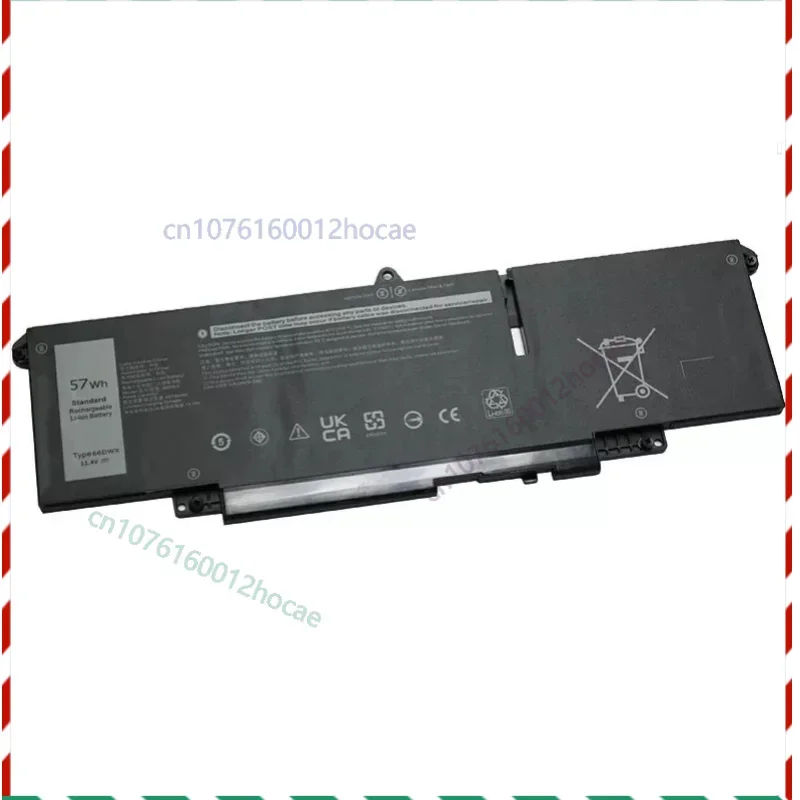 New 11.4V 57Wh 6Cell Laptop Battery 66DWX for Dell Latitude 7340 7440 7640 Notebook 3ICP6/65/78 0HYH8 0CTJJ6 WW8N8 Lithium-ion