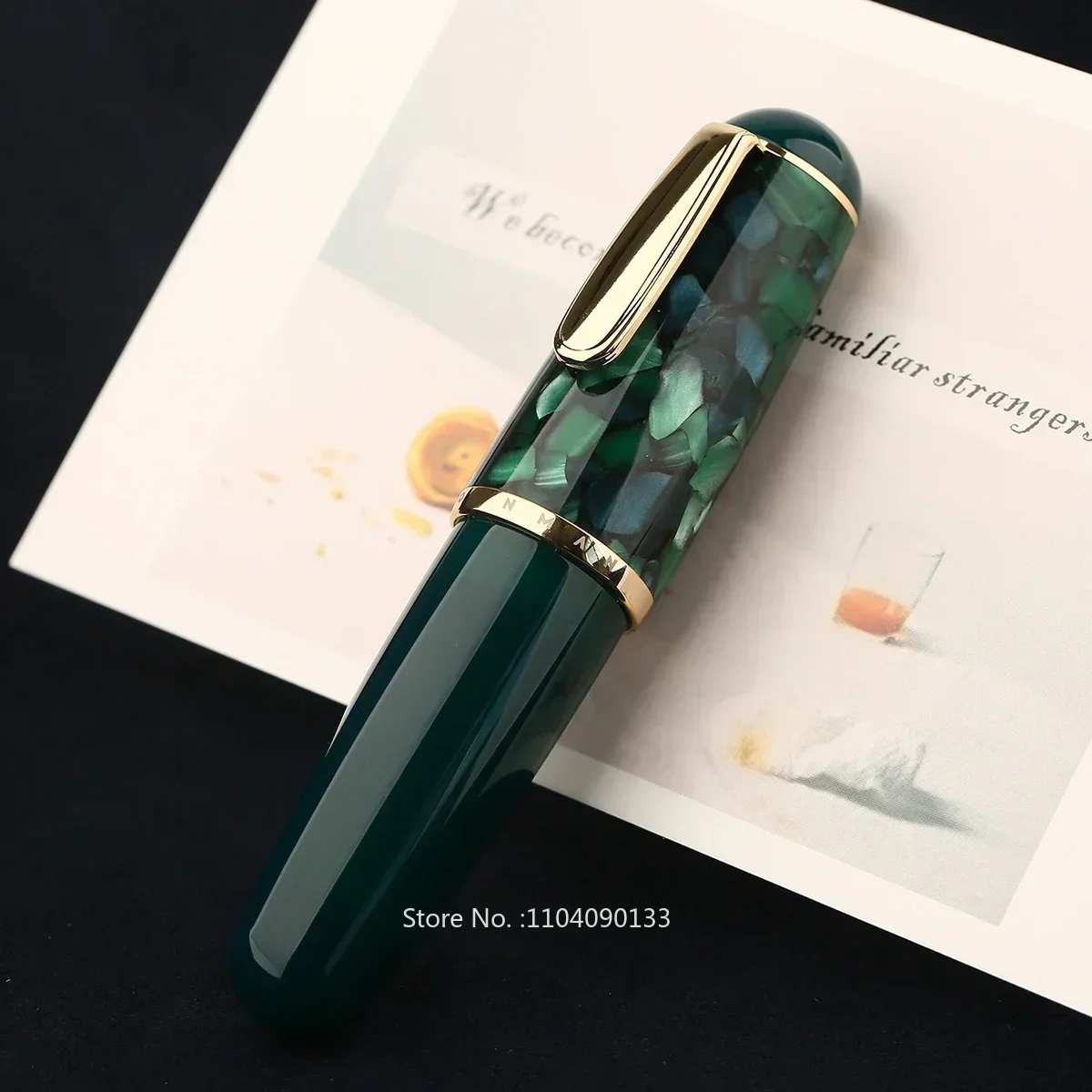 

MAJOHN Q1 Mini Acrylic Fountain Pen Green Portable Ink Pen Iridium EF/F Nib Palm Short Writing Gift Set for Travel