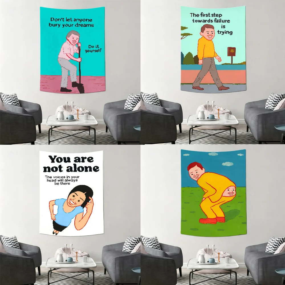 Abstract Funny Joan Cornella Art Flag Durable Themed Tapestry For Bedroom & Garage Wall Decor