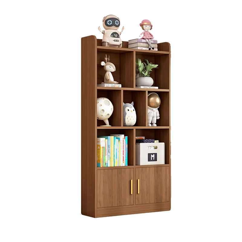 Solid wood small apartment bookshelf floor-to-ceiling living room office file cabinet High Quality