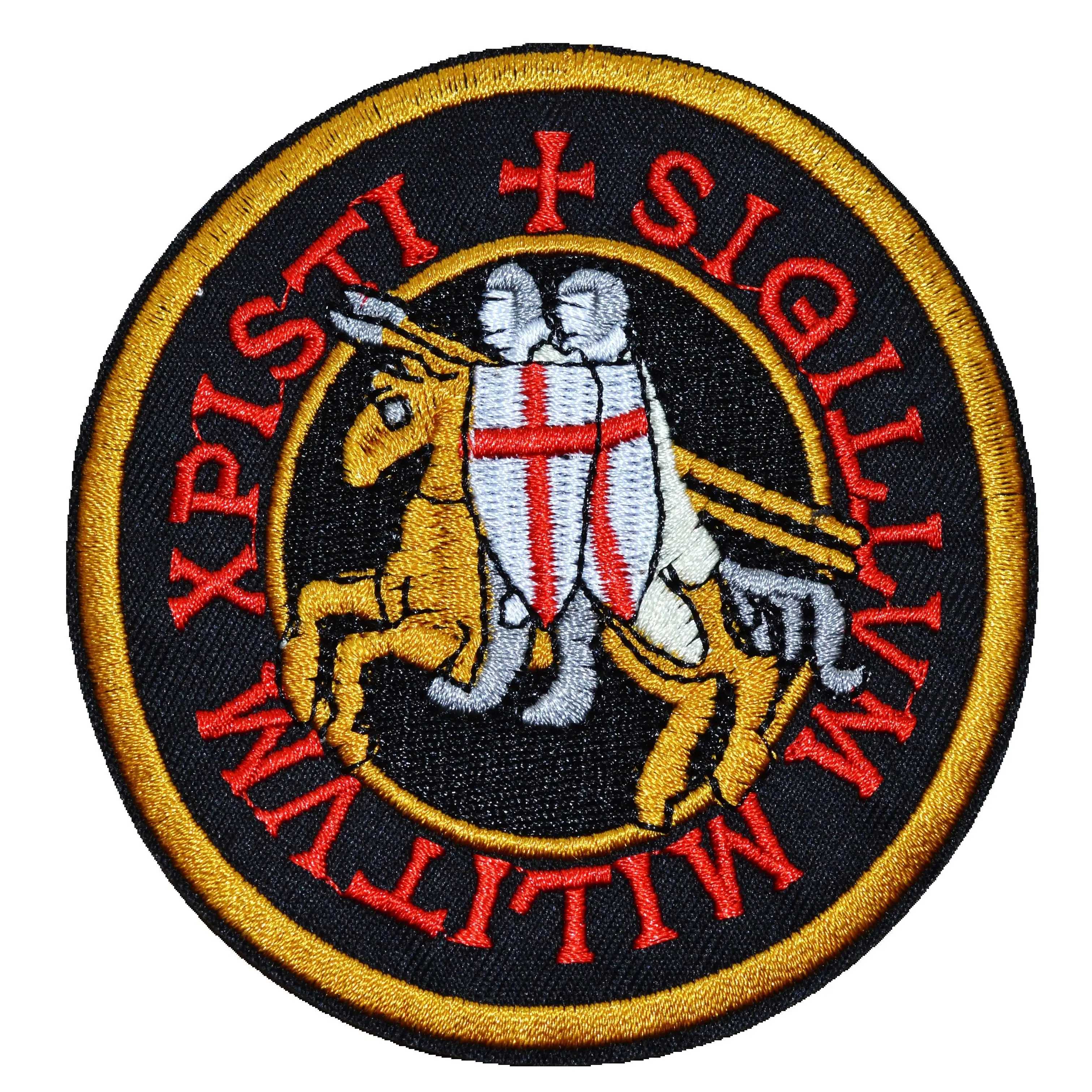 PROUD Cavalryman knights templar cross ARM chrisitan religious embroidered iron on patch (≈ 9 cm)