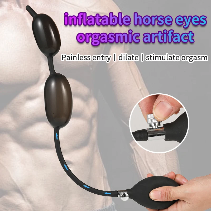 2 Ball Inflatable Urethra Catheter Dilator Expandable Horse Eye Stick Silicone Penis Plug Masturbator SM Sex Toy For Men Gay 18+