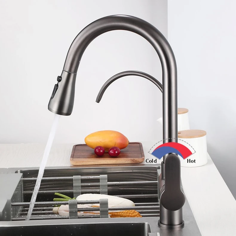 Grey Touch Filter Kitchen Mixer Tap Solid Brass Hot Cold Kitchen Fixture Pull Out Kitchen Taps Smart Sensor Touch Kitchen Faucet