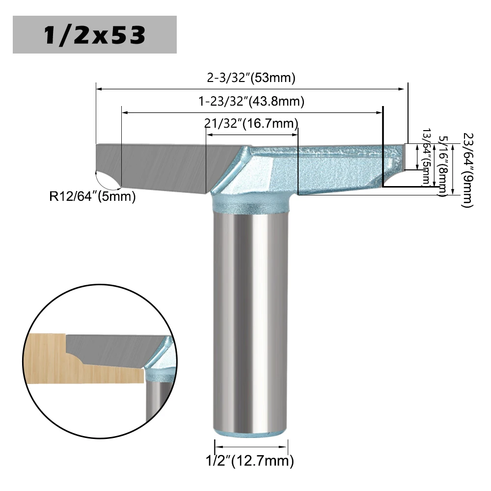 12mm 12.7mm gambo inclinato R porta piastra Cutter lavorazione del legno taglierina porta dell\'armadio piastra Cutter R angolo fresa porta