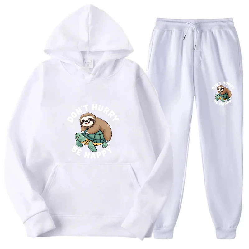 ชุดเสื้อฮู้ดลายผีเสื้อสีขาว แรงบันดาลใจจากลายพิมพ์ เสื้อสเวตเชิ้ตและกางเกงขายาว ชุดวอร์มสำหรับผู้หญิง ออกกำลังกาย โยคะ ชุดลำลอง