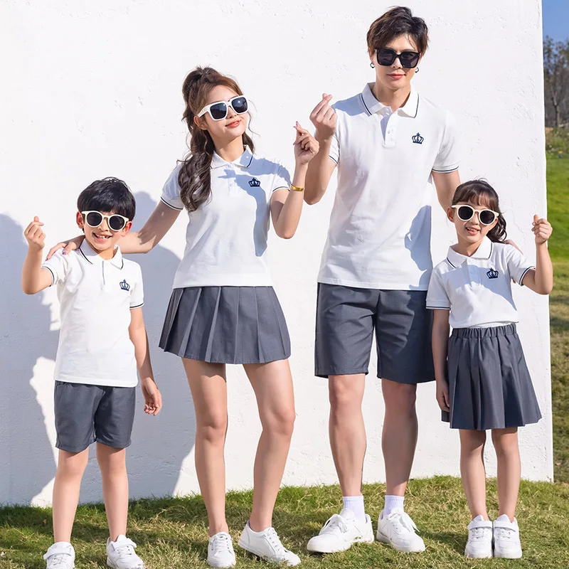 

2024 Summer Boy Girl and Mom Dad Matching Clothes Korean Children's Clothing Father Son T Shirts Like Mother Like Daughter Dress