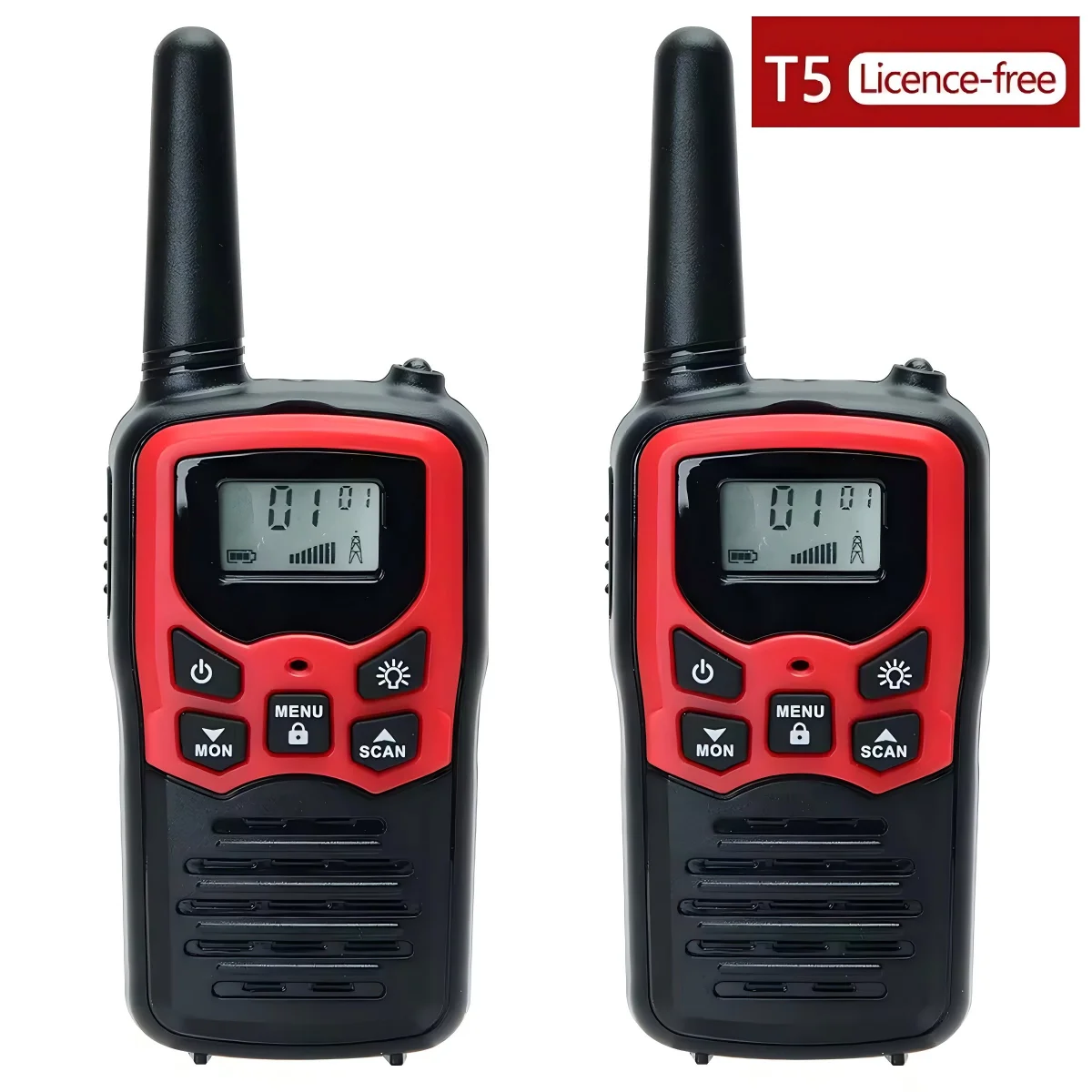 2 uds ABBREE T5 446Mhz/462-467Mhz Walkie Talkie portátil de largo alcance con linterna Monitor Radio bidireccional para viajes de Camping