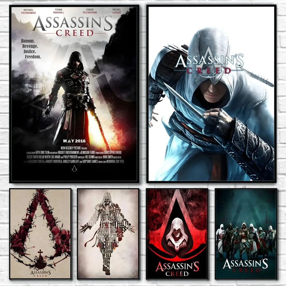 A-Assassins C-Creeds Game Logo Poster Sticky Wall Art Printing Waterproof Home Living Bed Room Bar Hallway Aesthetic Decor