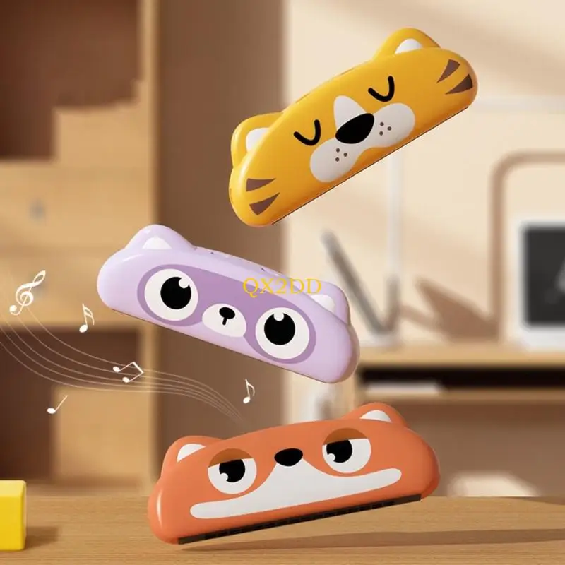 QX2D – jouet Harmonica Animal dessin animé pour enfants, Instrument musique débutant avec Design dessin animé