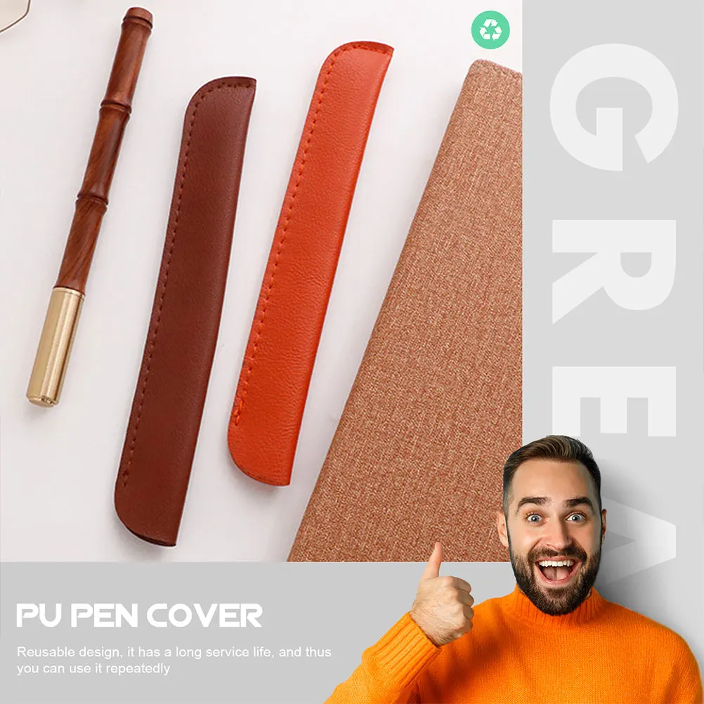 

8Pcs Pen Bag Protective Pencil Pouches Portable PU Single Pencil Pockets Reusable Convenient Pen Storage Bag Solid Color