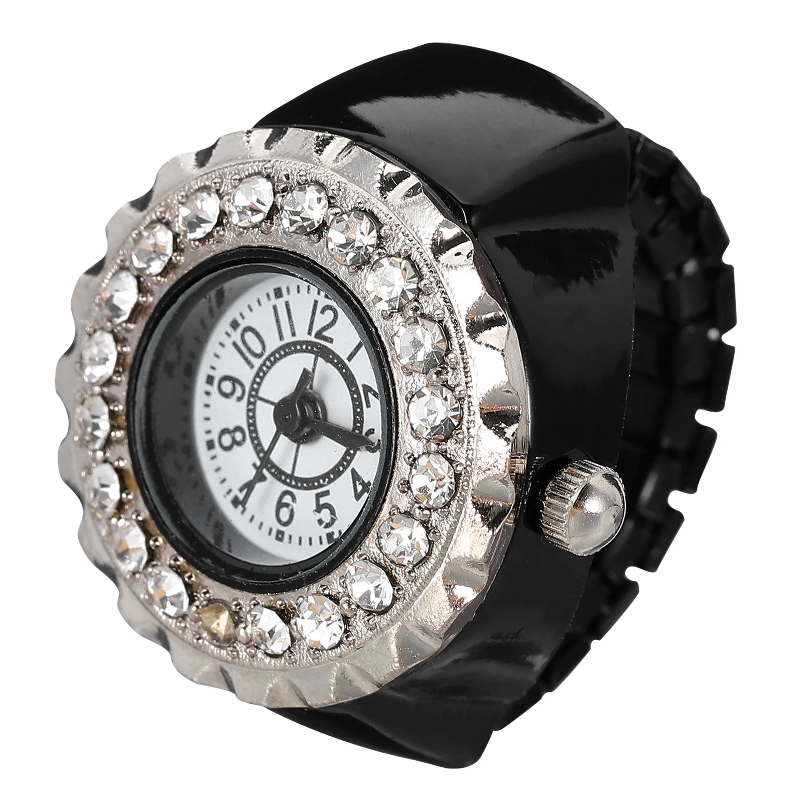 

Stylish Ring Watch Decorative Mini Glass Circle Women Elegant Retro Stainless Steel Safe Practical Accessories