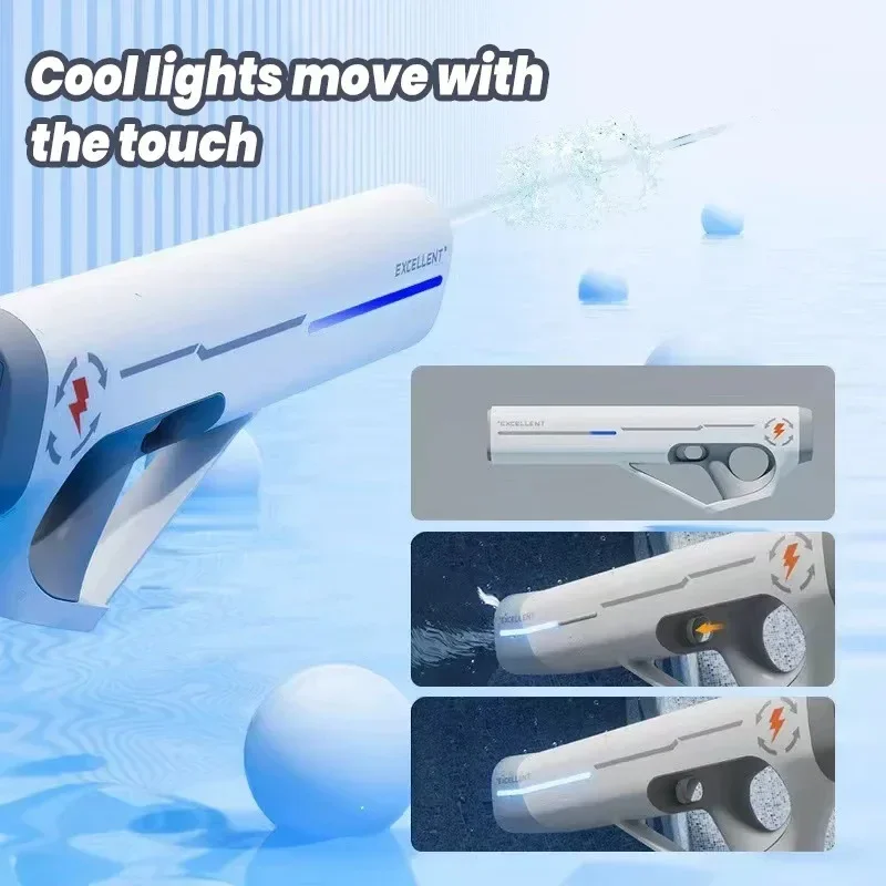 Pistola de agua automática para niños, juguete potente de 2024 KR con LED de absorción de agua, Soaker, chorro de pulverización de alta presión, juguetes de piscina para niños