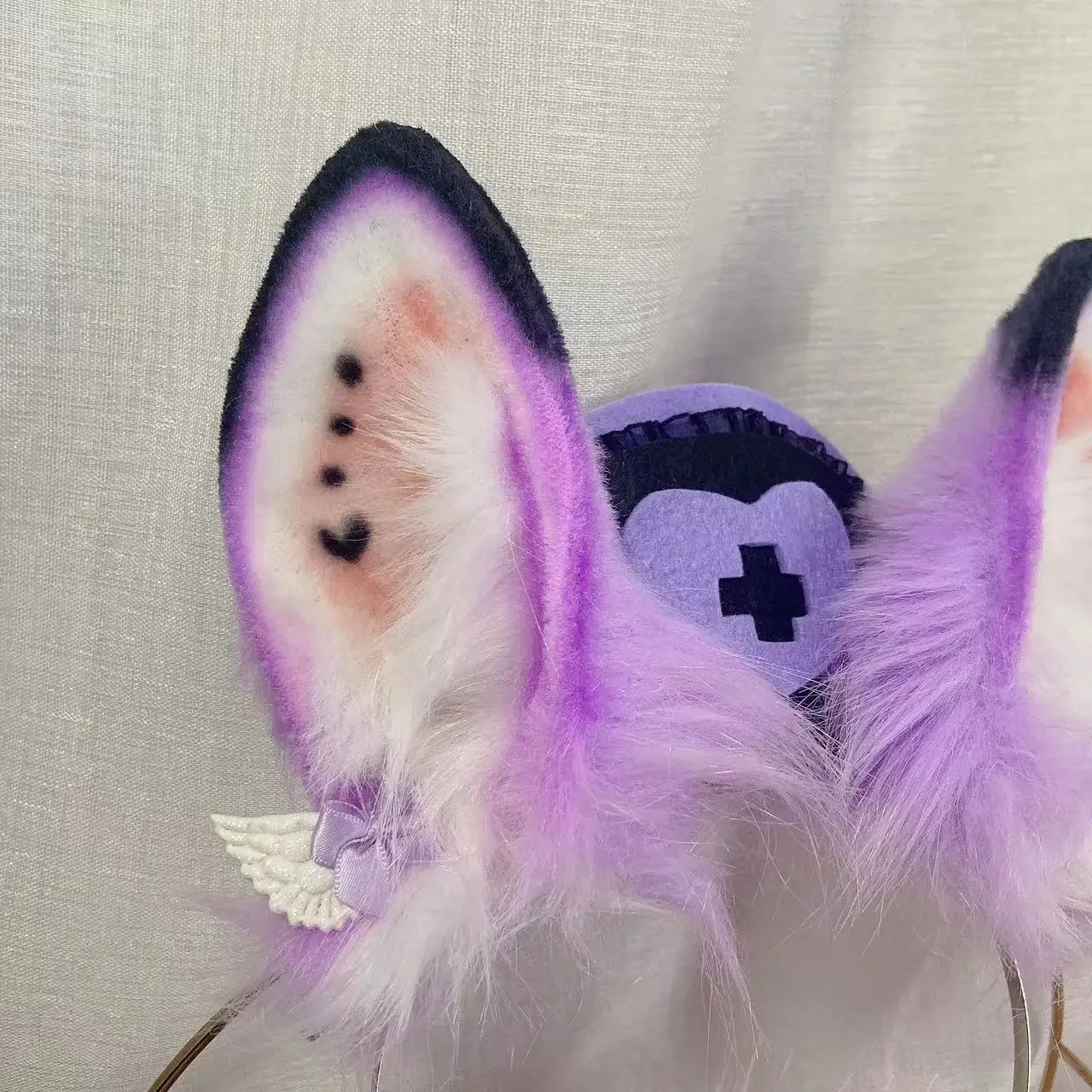 Orecchie di coniglio viola fatte a mano Cerchietto per capelli Copricapo Cappello da infermiera Orecchini a coda Cosplay Prop Accessori Lolita