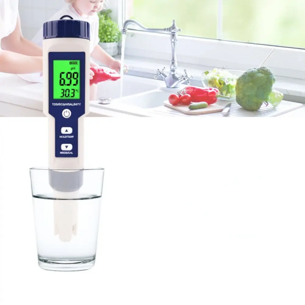 Multi Function Digital For HO EZ9909 PH TDS Salt Conductivity Temp Meter Laboratory Analysis Apparatus