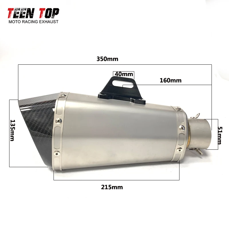51mm Universal Exhaust For Honda NC700S NC750S NC700X NC750X INTEGRA750 CBR650R/F Exhaust Muffler 350mm Escape Moto Silencieux