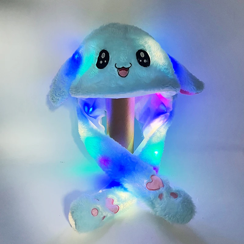 Chapeau de lapin en peluche brillant, oreilles mobiles, Cosplay, chapeaux d'animaux mignons, casquette de lapin saut d'oreille pour enfants, femmes et filles, cadeau de noël