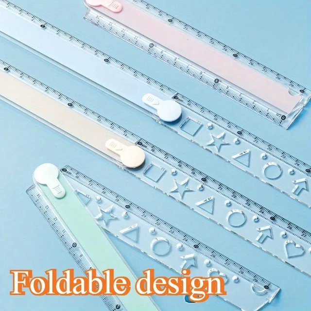 Multifunctional Foldable Ruler 4 Colors Optional Clear Scale Portable Design for School Home Office Geometric Drawing Measuring