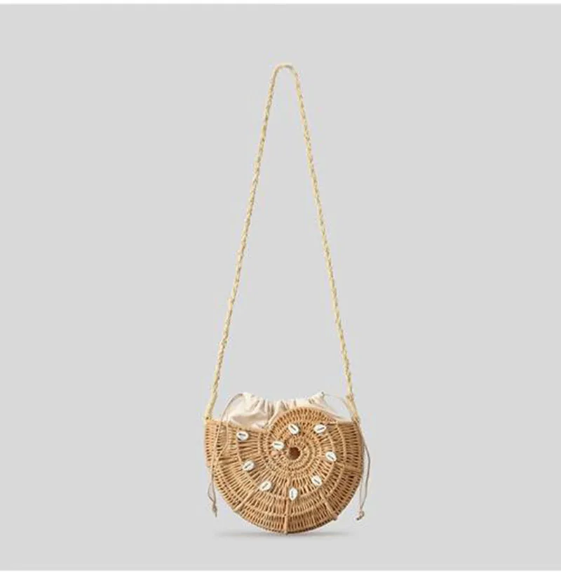 

Handmade Summer Beach Straw Bag Cute Conch-shaped Rattan Bag Funny Woven Shell Women Shoulder Crossbody Bags Trend Bali Purses