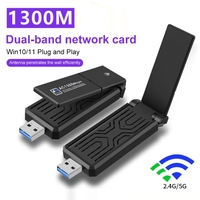 2024 New 1300M USB3.0 WiFi Card WIFI Adapter 1300Mbps Wireless Dongle 2.4/5Ghz NetworkCard USB Wlan Transmitter Receiver