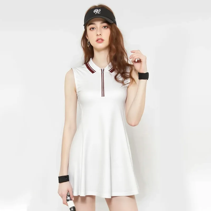 Nowy damski strój tenisowy, letnia odzież tenisowa, sukienka sportowa do badmintona, dwuczęściowy zestaw z krótką spódniczką