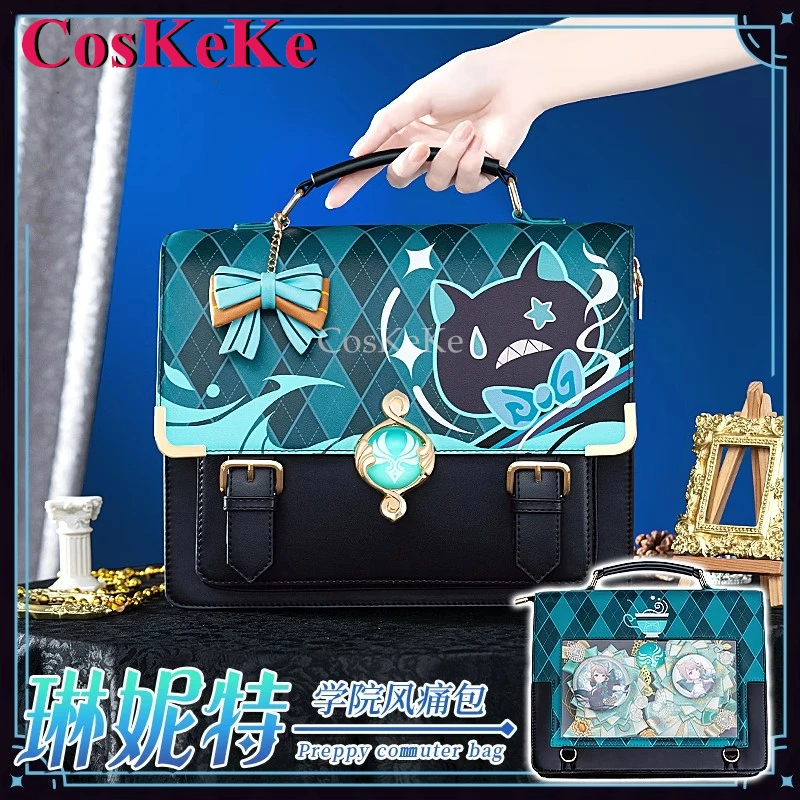 CosKeKe Lynette Bag Cosplay Game Genshin Impact Theme Impression Pack Messenger Bag Daily Preppy Commuter Backpack Lovely Itabag