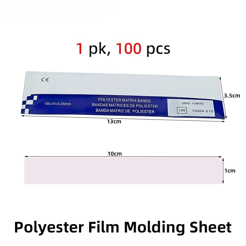 100Pcs Dental Clear Polyester Matrices Width 10mm Filling Decayed Tooth Anterior Resin Restoration Matrix Bands Strips