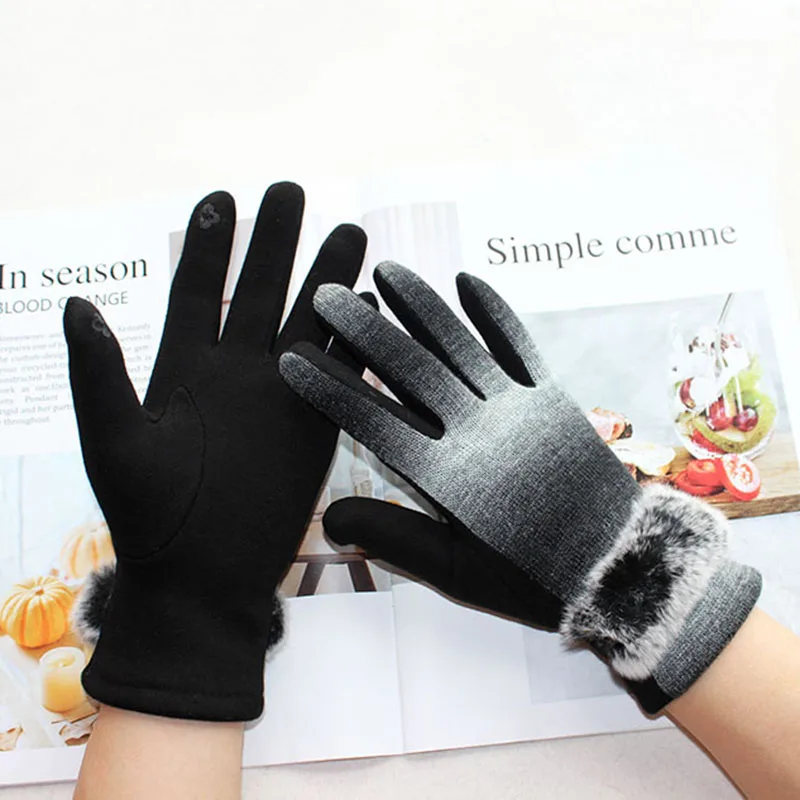 Knitted Cotton Gloves Women\'s Elastic Thin Style Daily Wear Spring and Autumn Color Warm Fashion Driving Gloves