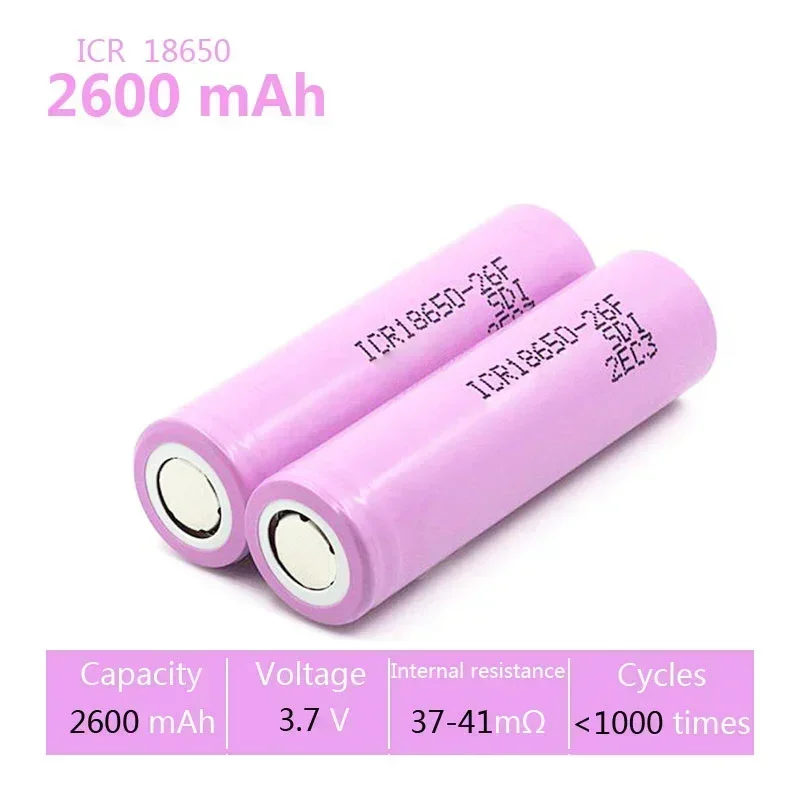 18650 battery 2600mAh 3.7V ICR18650 rechargeable lithium ion battery suitable for flashlight