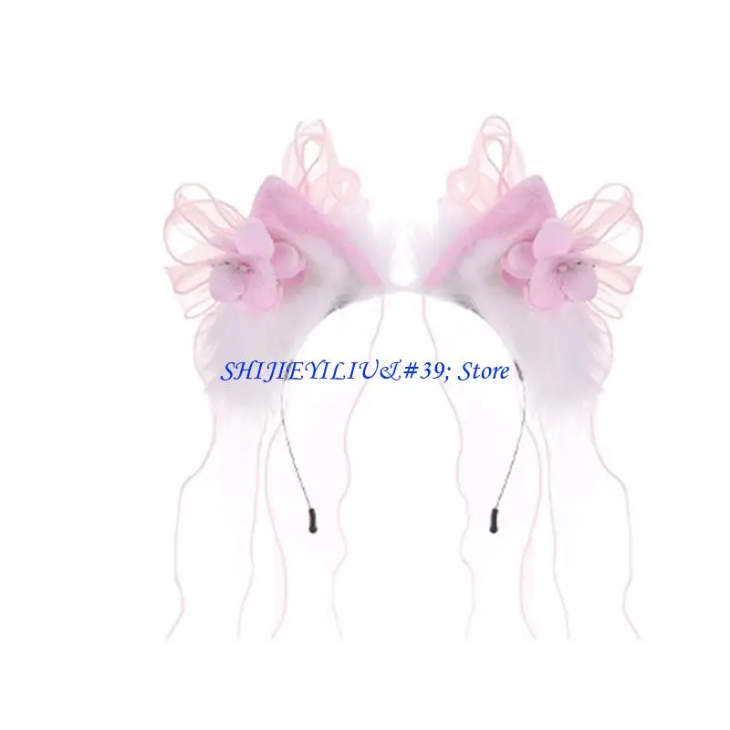 

E21F Creative Animal Ear Hairhoop Cosplay Accessory for Women Teens Halloween Party Wear Anime Event Dressingup Headpiece