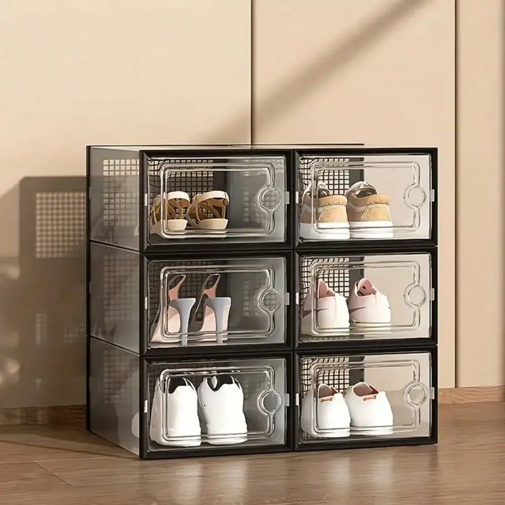 

6 Pack X Large Shoe Organizer Storage Boxes For Closet, Modular Space Saving Shoe Boxes Clear Plastic Stackable Sneaker