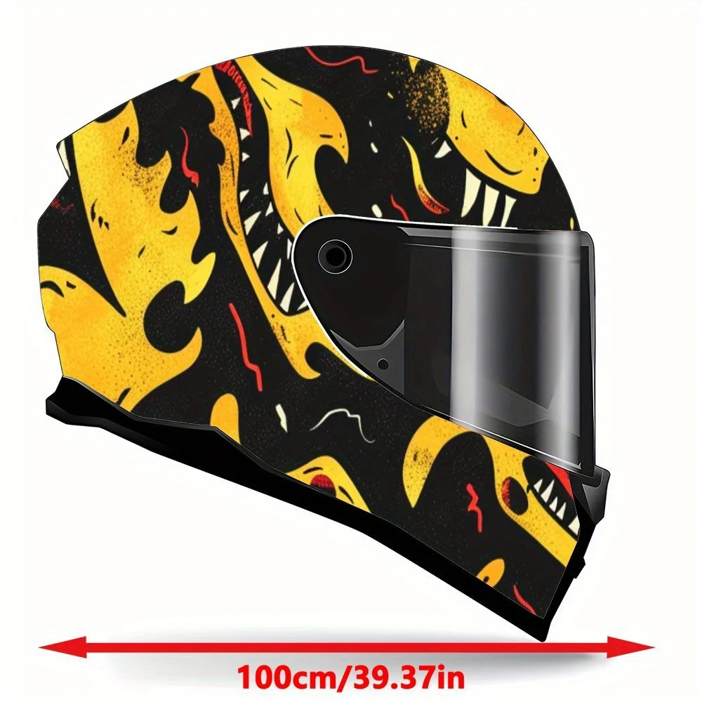 Eerie Monster Horde Sharp Teeth Print Full Helmet Wrap Sticker Motorcycle Helmet Racing Graphic Decal Vinyl Wrap Helmet Decorati