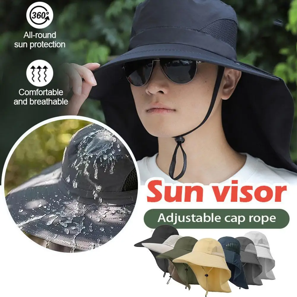 Wide Brim Sun Hat with Neck Flap for men women Adjustable Outdoor 50+UPF Protection Safari Cap Hiking Fishing Hat Wholesales