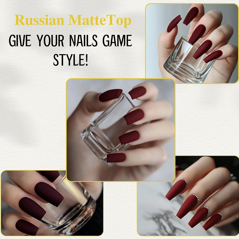 Vendeeni TPO HEMA FREE Top Coat opaco russo Semi permanente UV Soak Off Gel Smalto per unghie Smerigliato Polvere antiaderente Top Coat opaco