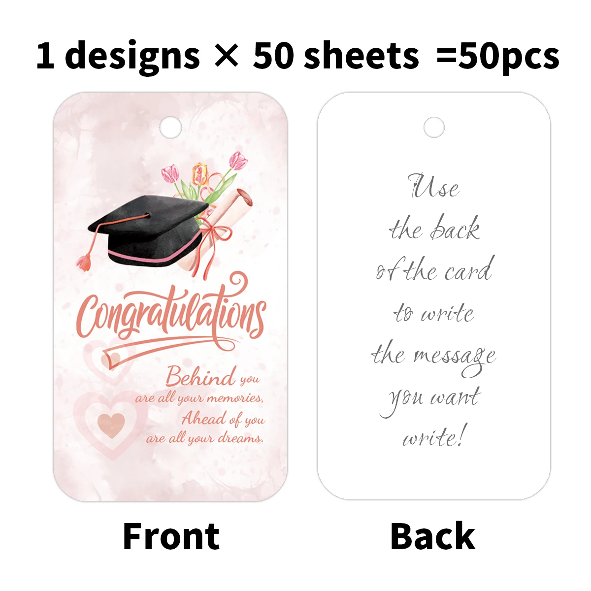 50pcs Graduation Gift Tags-"Congratulations"Grad Cap Design Label For High School&College Graduation Gift,Party Boxes Decoration - view 2