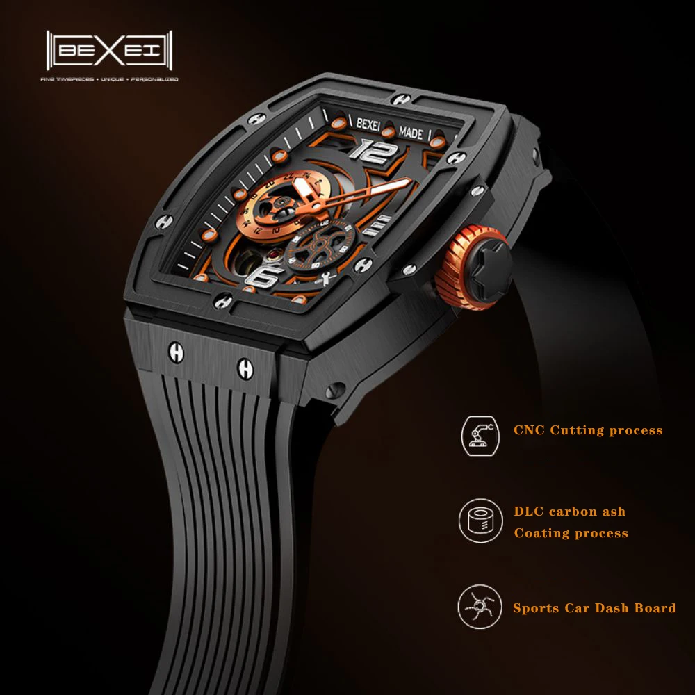 BEXEI 9139 Barrel shaped Automatic mechanical Citizen movement men watches  42 Hours Power Synthetic sapphire Waterproof watch